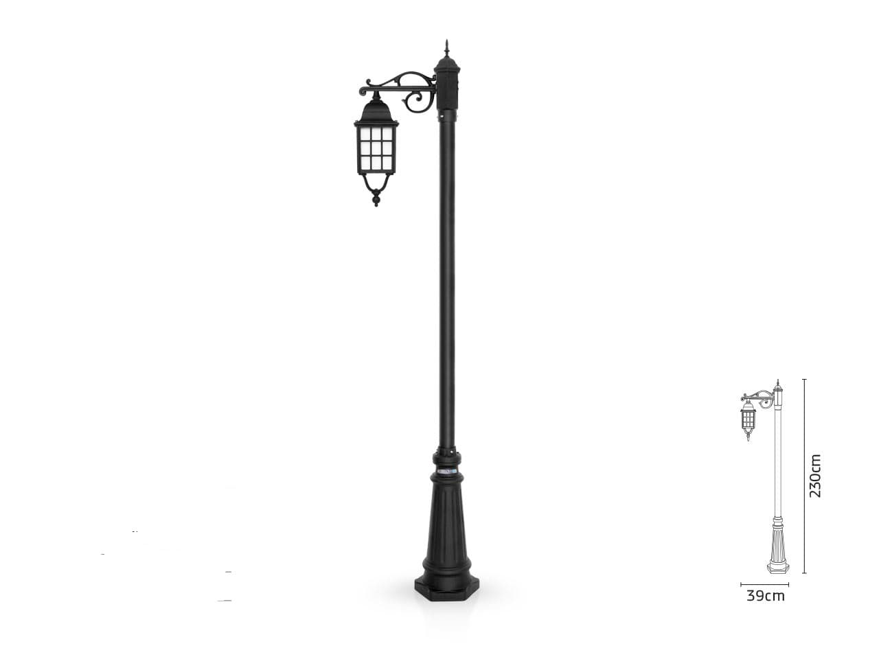 چراغ پارکی شب تاب مدل مشبک + تک شاخه سارینا سرازیر + پایه سرو