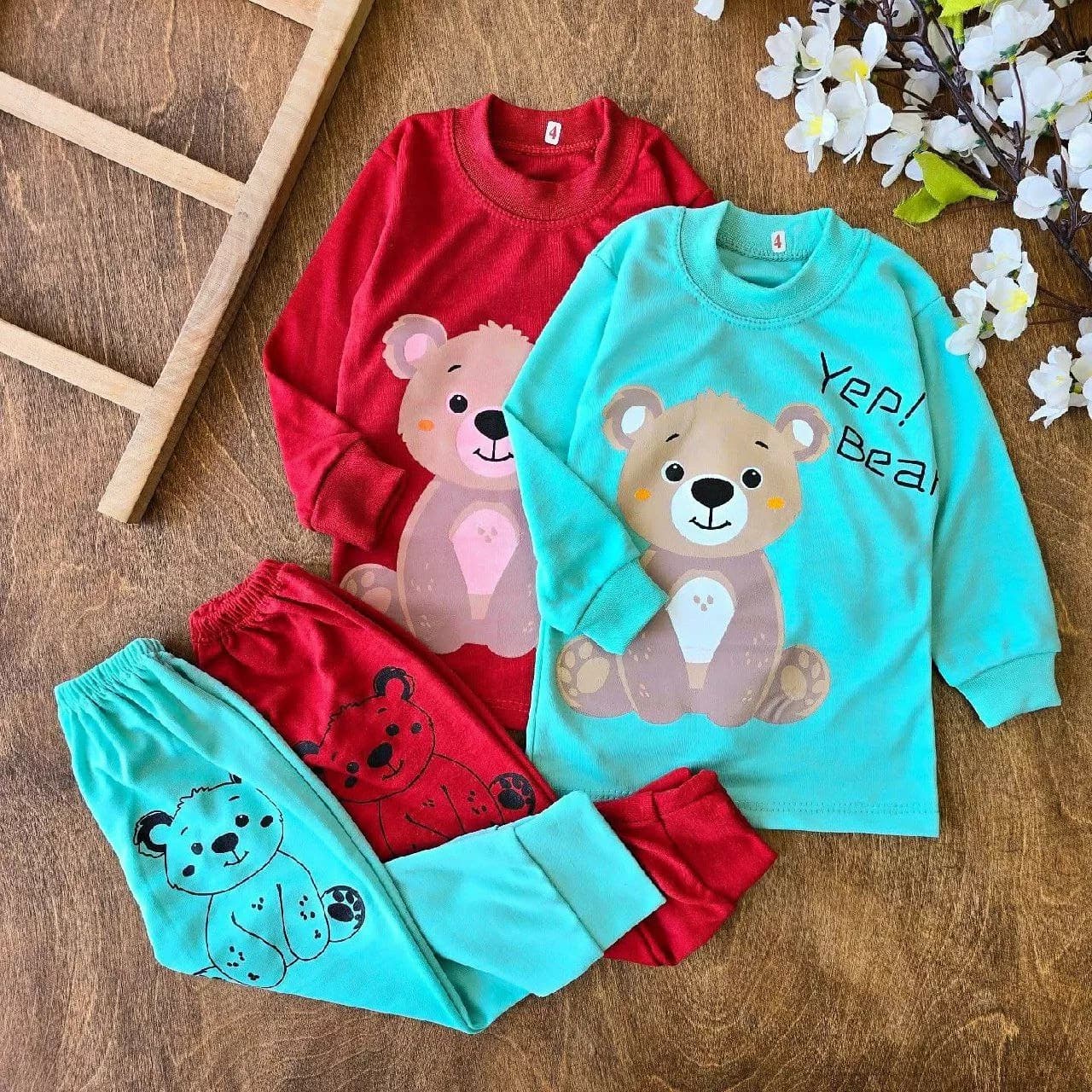 بلوز شلوار خرس yep bear (پررنگ) سایز ۴ تا ۶ کد ۴۸۲۶