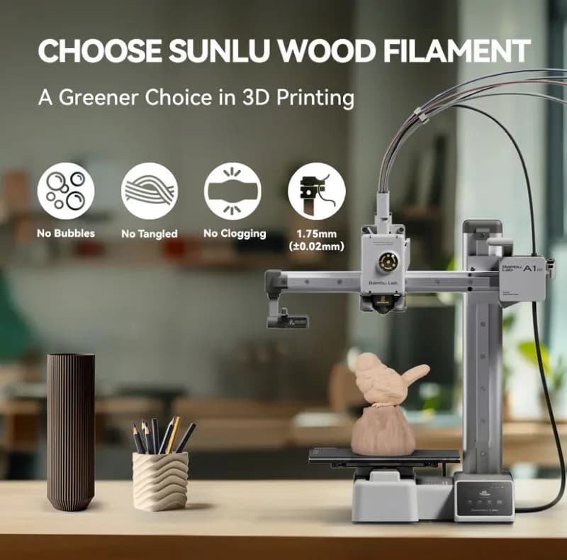 فیلامنت پرینتر سه بعدی سانلو مدل WOOD قطر 1.75 میلیمتر وزن 1 کیلوگرم — تصویر ۵