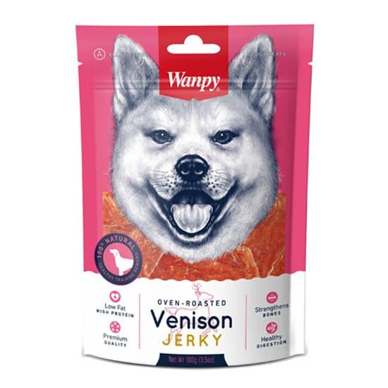 تشويقى جركى سگ ونپی با طعم گوزن – Wanpy Venison Jerky