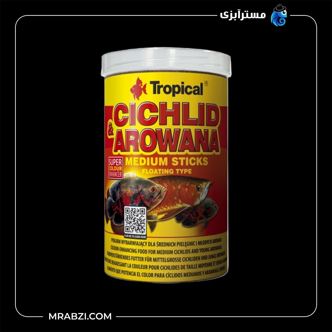 غذای ماهی تروپیکال مدل Cichlid & Arowana Medium Sticks
