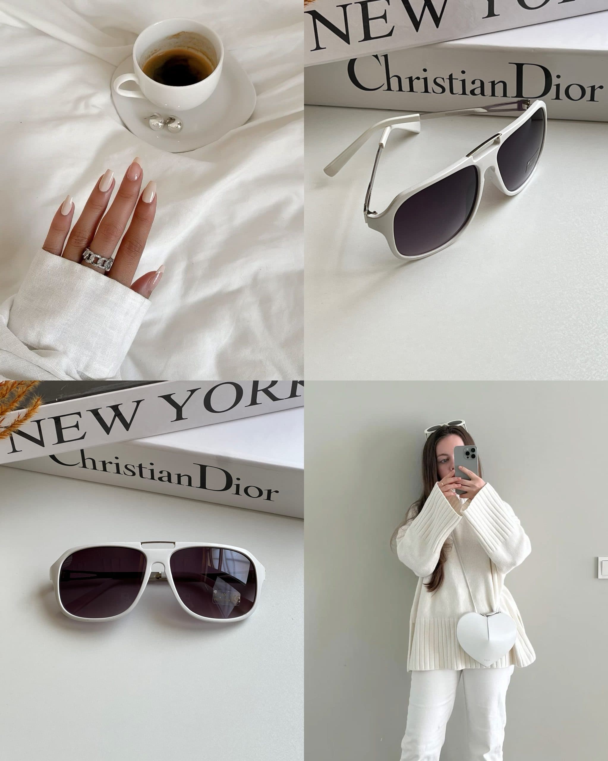 عينك آفتابي برند Chanel زنانه سفید ترند يووي 400 — تصویر ۱۰