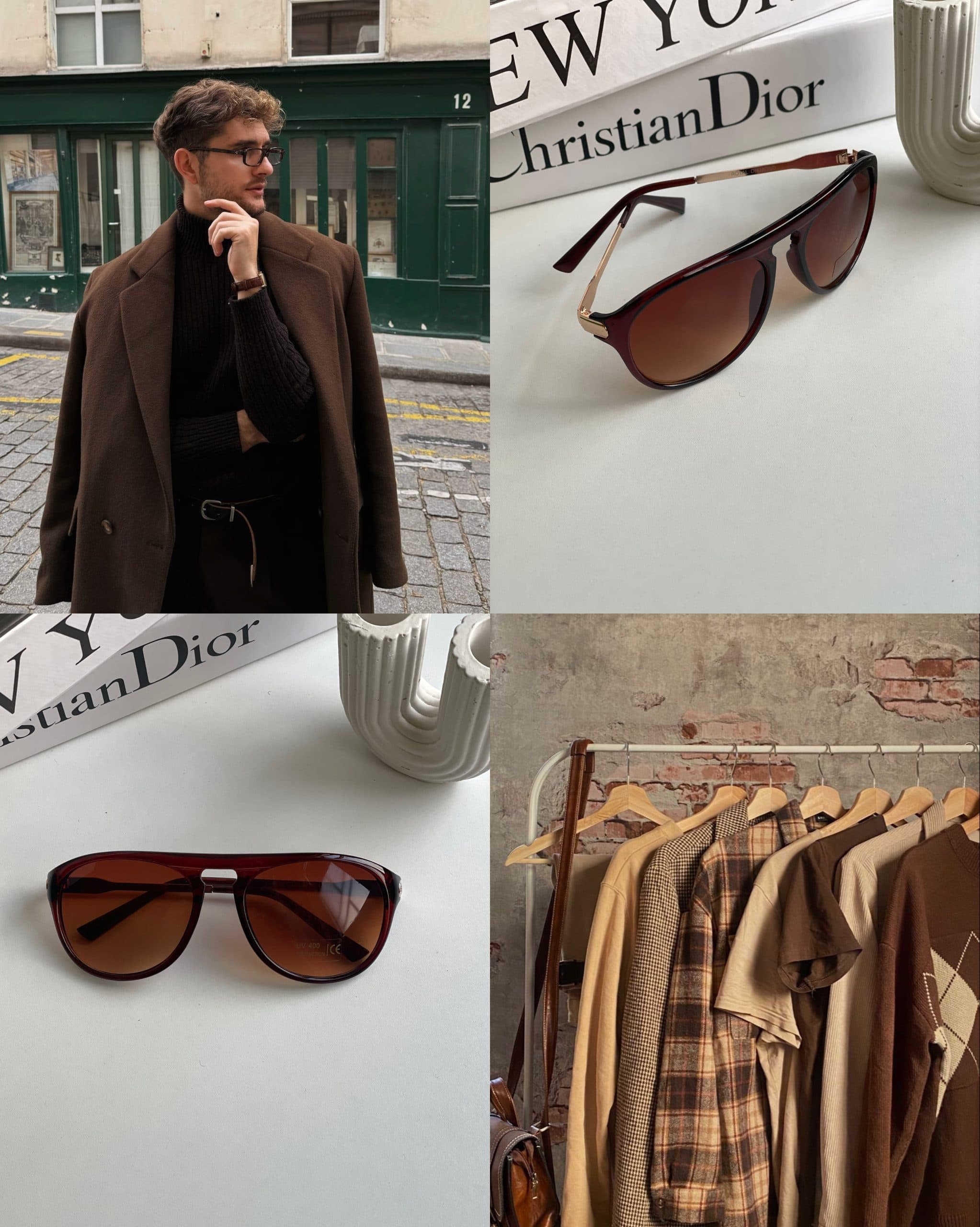عينك آفتابي برند Rayban مردانه قهوه ای ترند يووي 400 — تصویر ۳