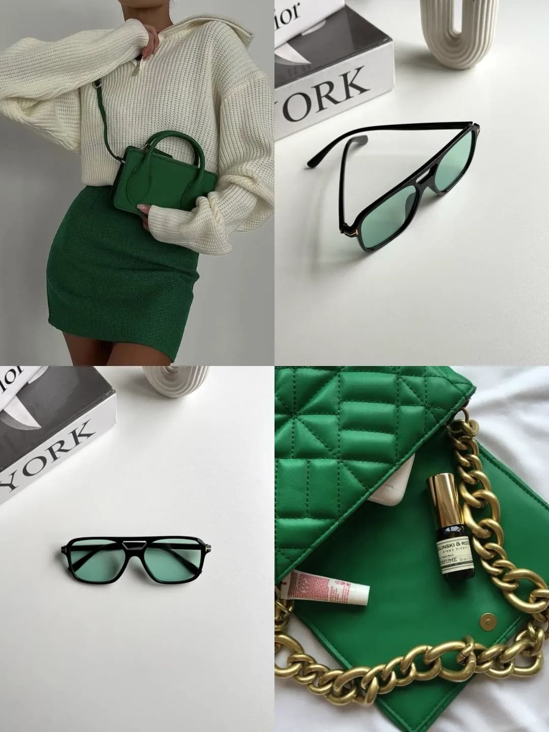 عينك آفتابي برند Chanel زنانه سبز ترند يووي 400