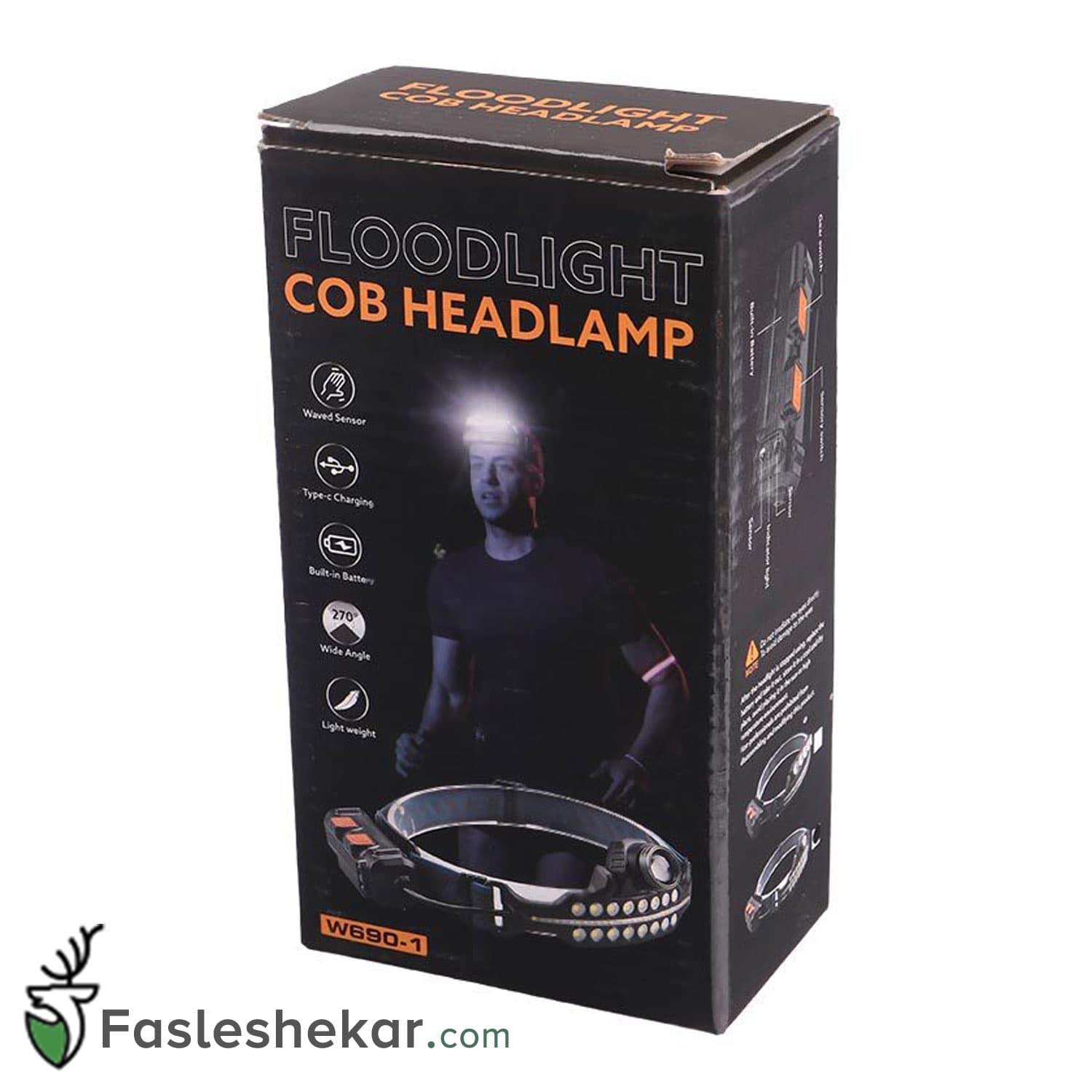 چراغ پیشانی هدلایت شارژی مدل Floodlight COB W690-1 — تصویر ۸
