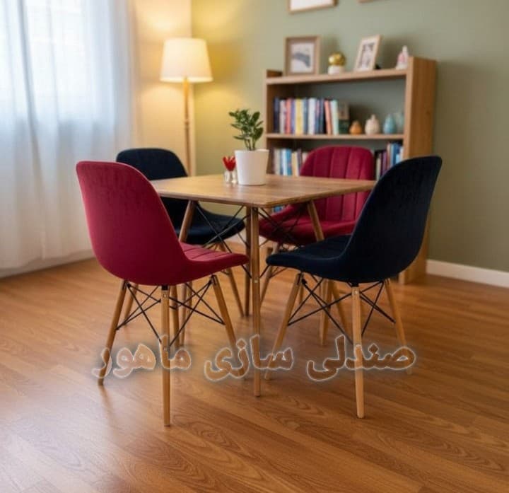 میز و صندلی ناهارخوری چهار نفره؛ مدل مایا لمسه ای پایه ایفلی مبلمان فرنا مدل 1112577 — تصویر ۳