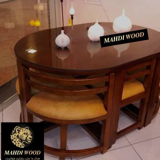 میز ناهار خوری کمجا شش نفره چوب روس وارداتی قطر 5 مبلمان فرنا مدل 1112554