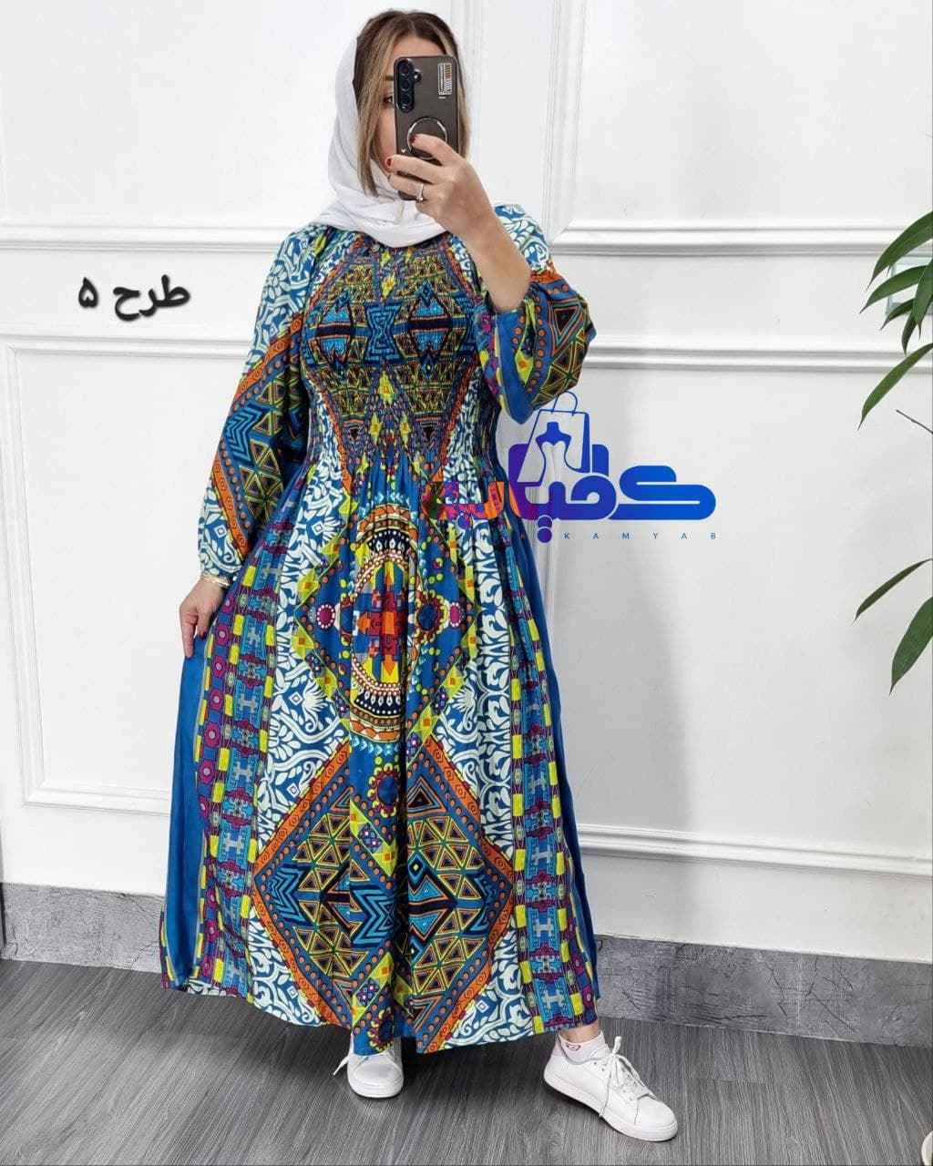 پیراهن ساحلی نخی وارداتی طرح درسا/کد797 — تصویر ۴