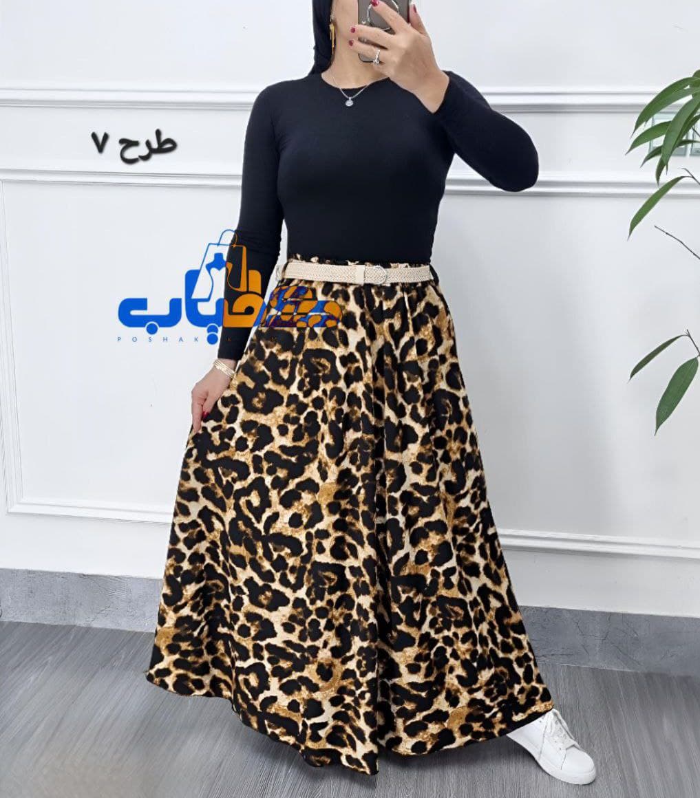 دامن پلنگی کرپ الیزه زنانه/کد792