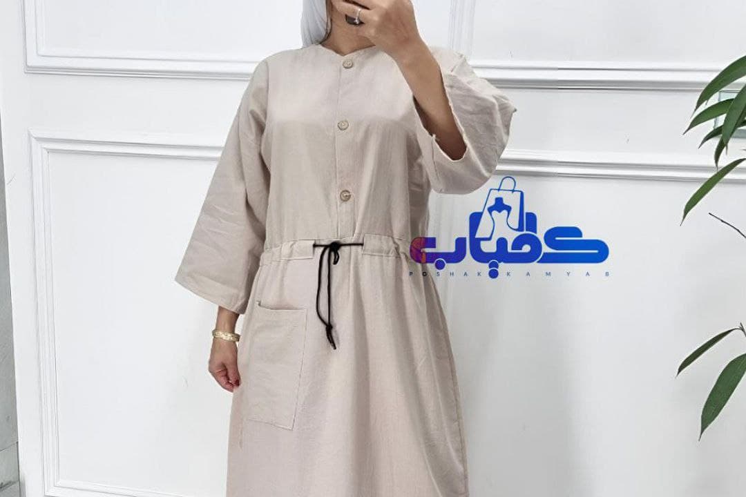 پیراهن ساحلی مانتویی لینن کفتان/کد765