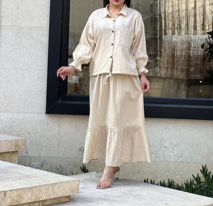 ست شومیزدامن لینن وارداتی هندی/کد762 — تصویر ۶
