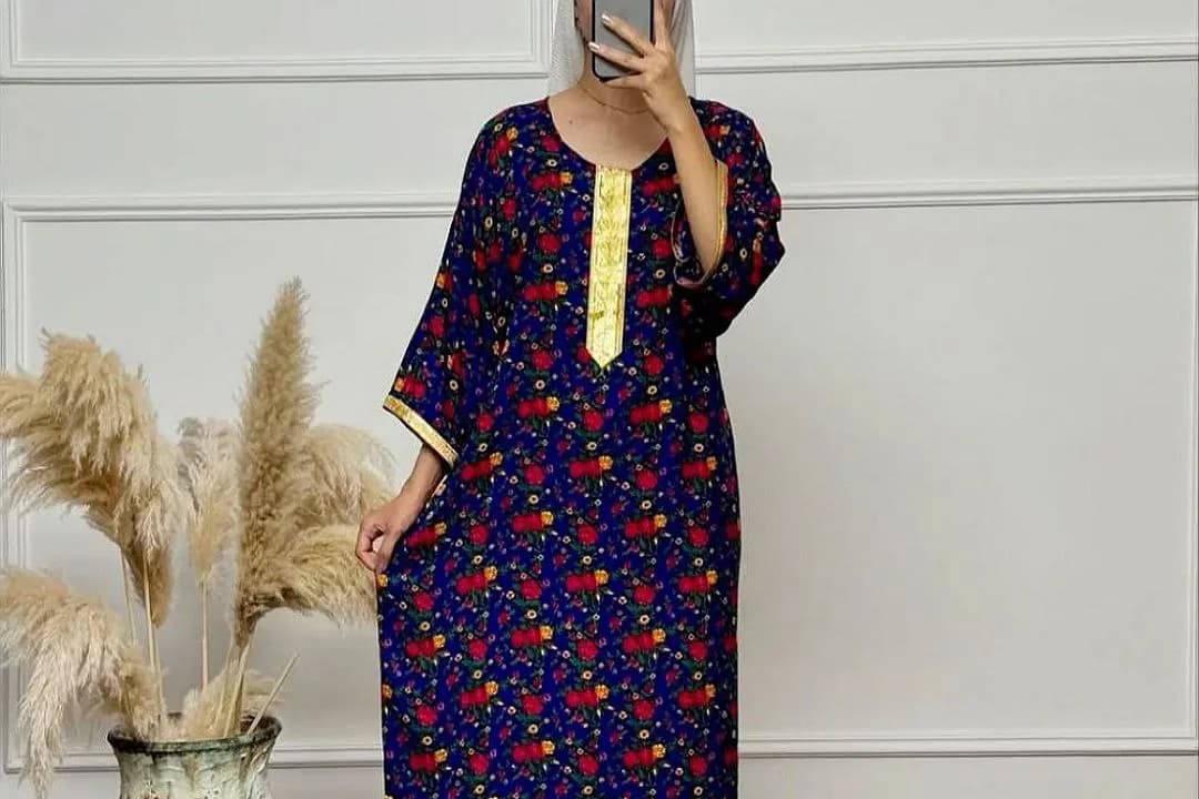 پیراهن ساحلی نخی طلاکوب خارجی/کد752