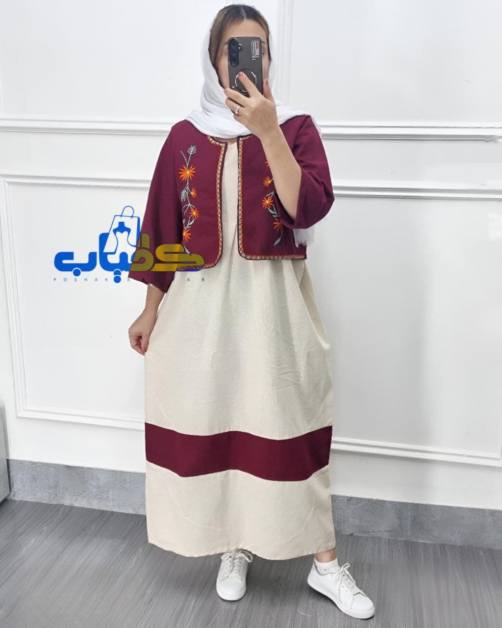 ست ساحلی کت وسارافن گلدوزی زنانه لینن/کد697 — تصویر ۹