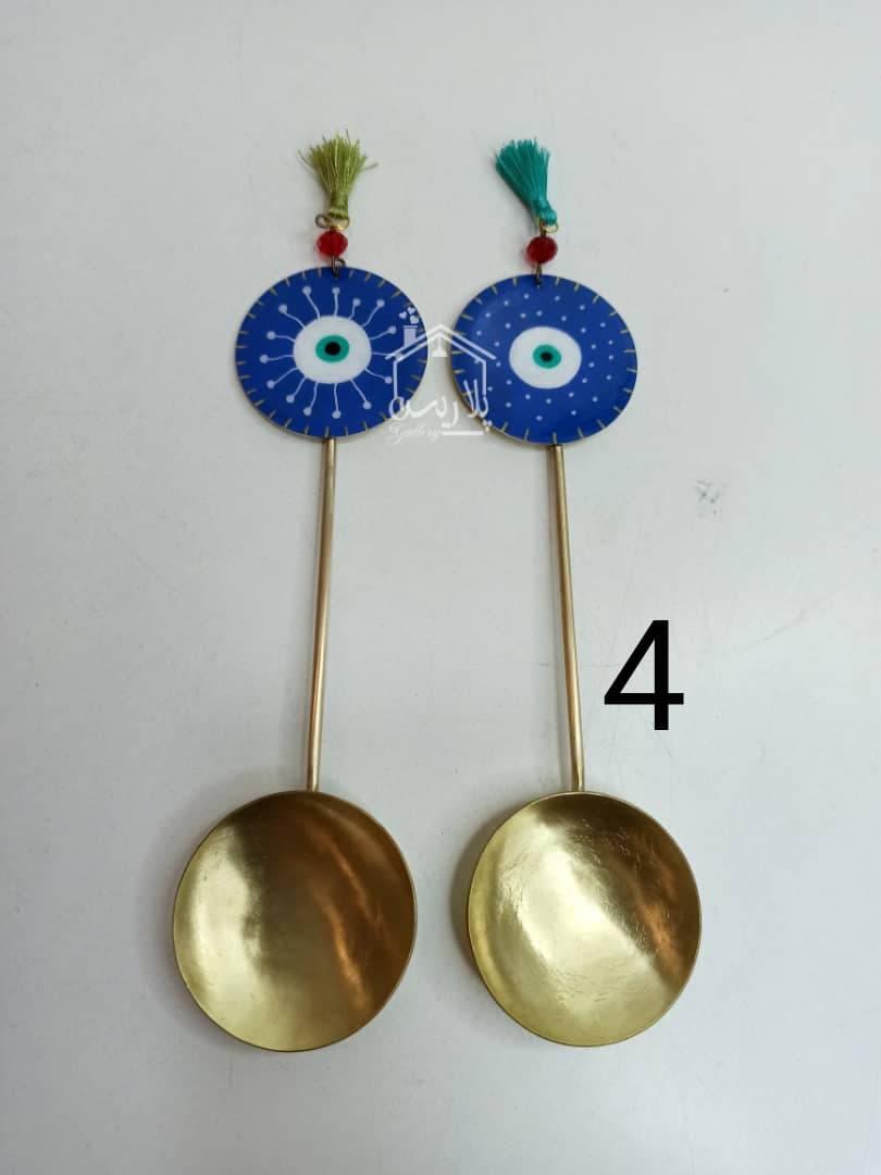 قاشق آجیل خوری برنجی با نقاشی کاردست 44015 — تصویر ۵