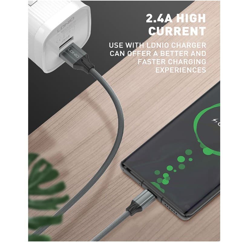 کابل الدینیو LDNIO مدل LS441 از نوع USB-A به USB-C — تصویر ۳