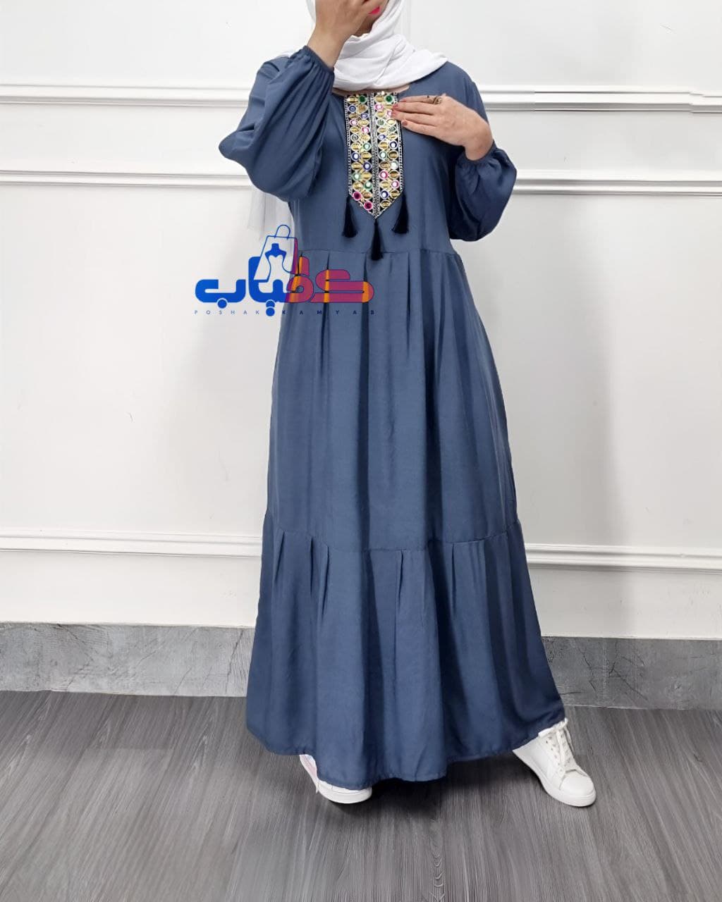 پیراهن ساحلی نخی زنانه کتیبه دار/658 — تصویر ۷