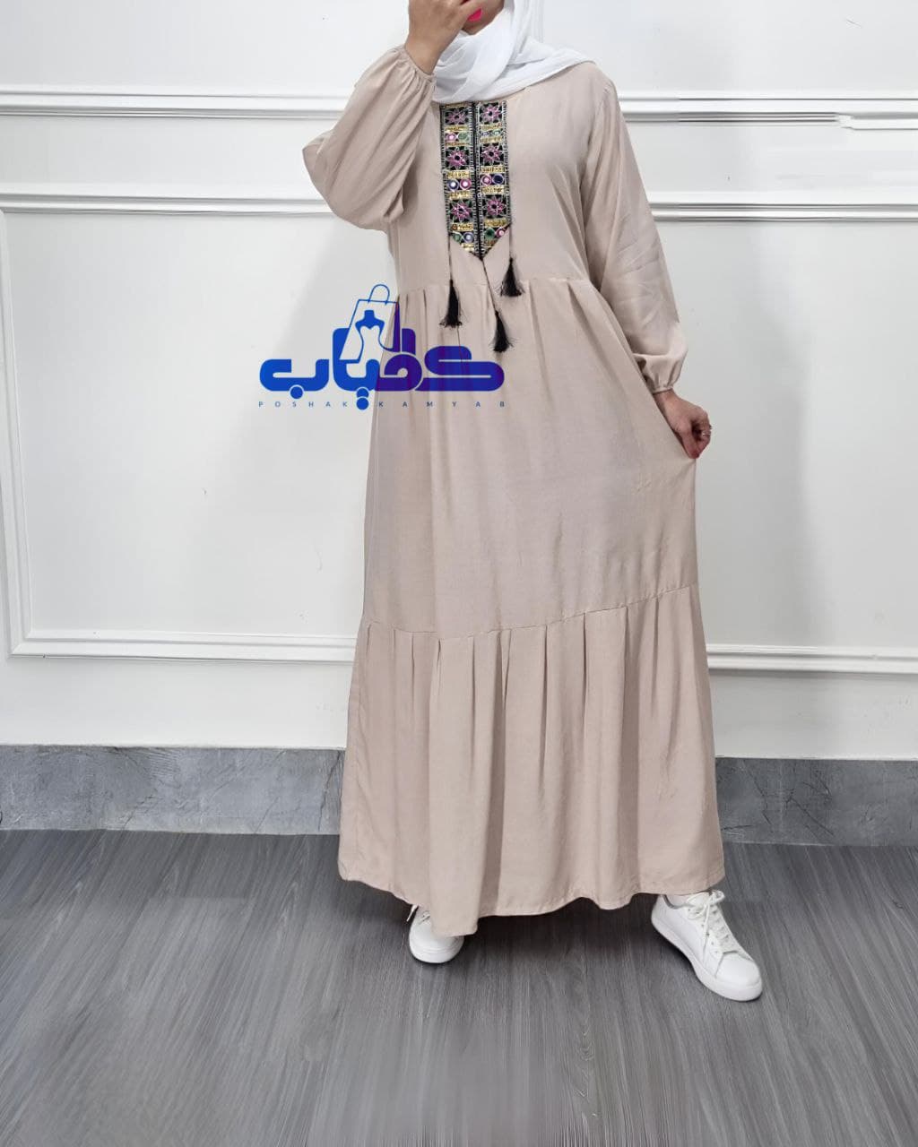پیراهن ساحلی نخی زنانه کتیبه دار/658 — تصویر ۵