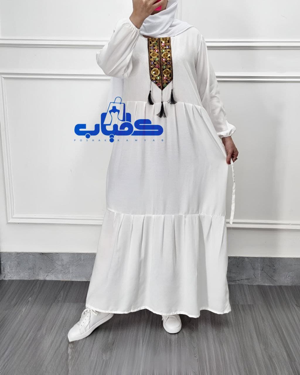 پیراهن ساحلی نخی زنانه کتیبه دار/658 — تصویر ۲