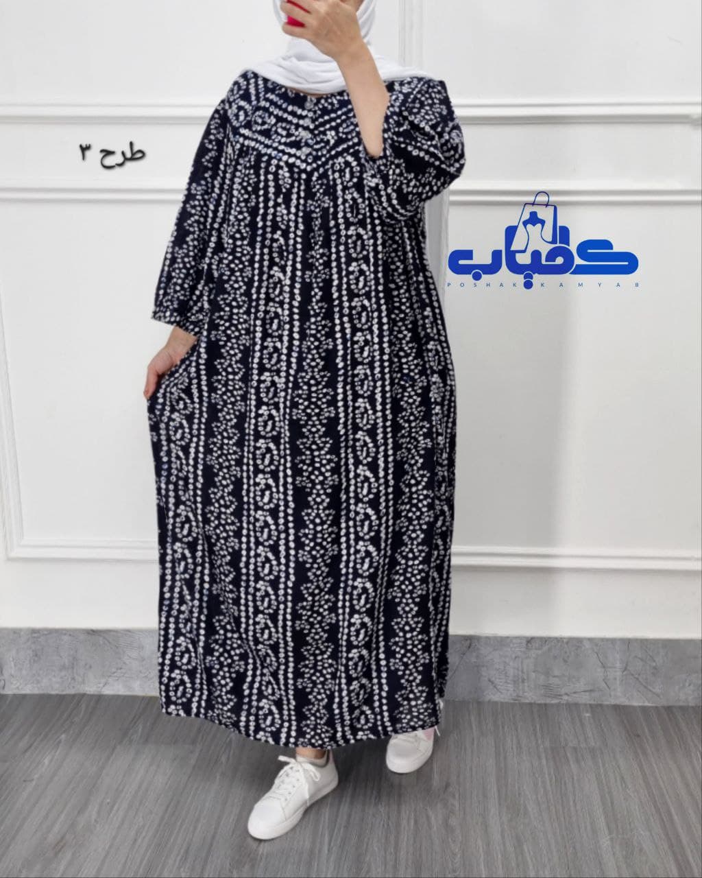 پیراهن ساحلی نخی زنانه قواره بزرگ هندی/کد654 — تصویر ۳