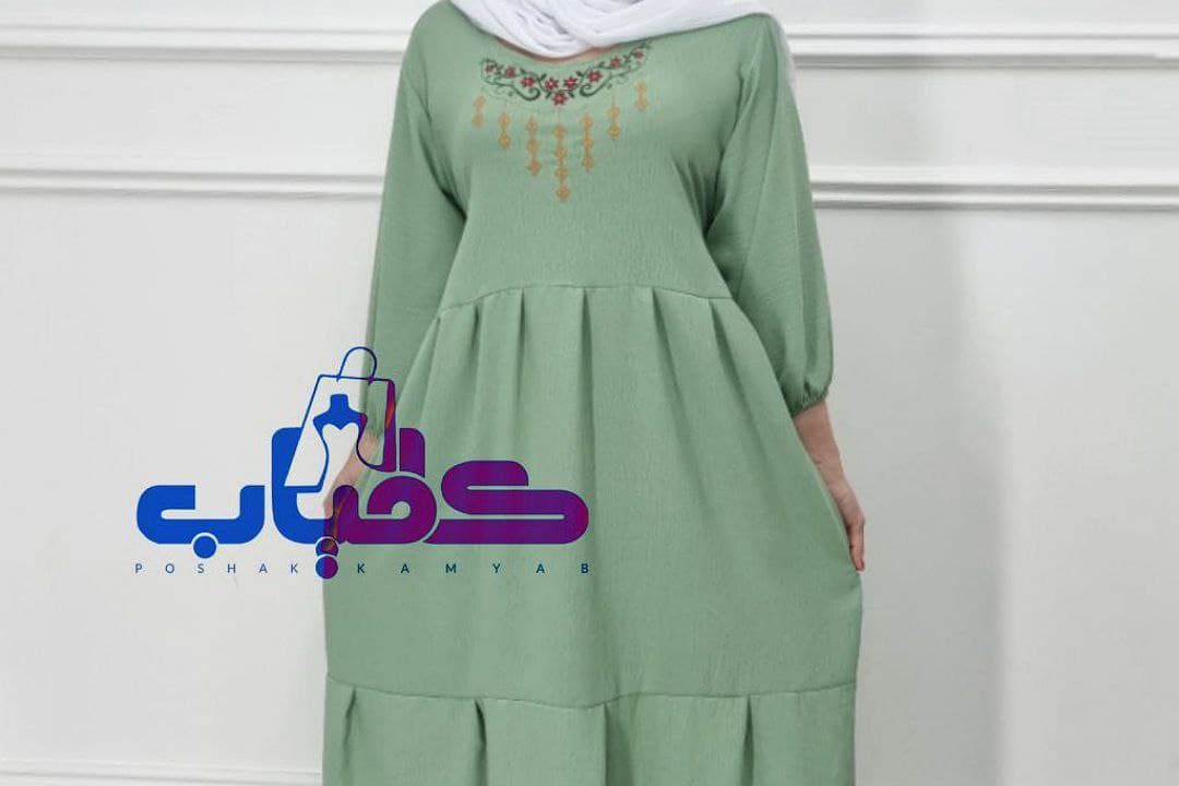 پیراهن ساحلی ابروبادگرم بالا گلدوزی طرح دریا/کد645