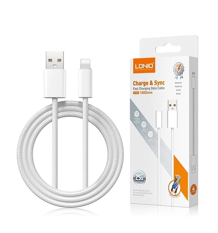 کابل شارژ LDNIO LS901 مدل USB به LIGHTNING طول 1 متر 25 وات