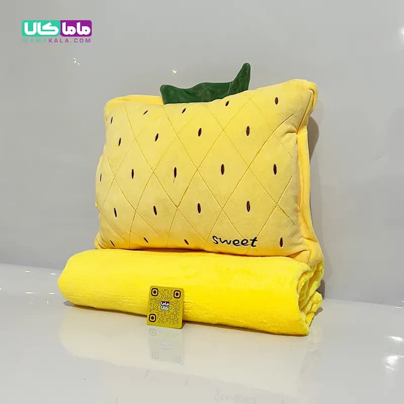 عروسک بالشت پتودار + گرمکن دست مدل لیمویی 45 سانتیمتر — تصویر ۳