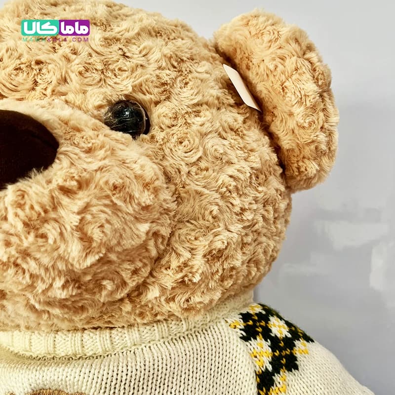عروسک خرس تدی سایز بزرگ مدل لباس خرسی کرمی 100 سانتیمتر — تصویر ۶