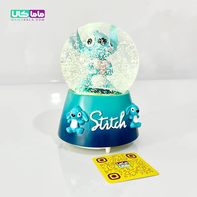 گوی شیشه ای موزیکال چراغدار بزرگ استیج آبی + برف شادی — تصویر ۴