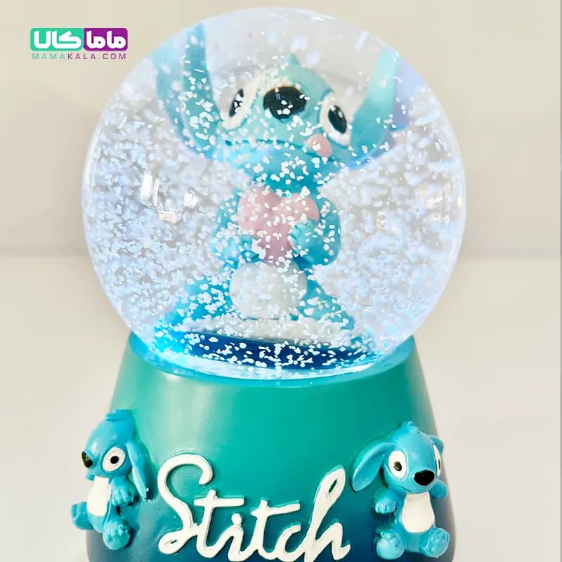 گوی شیشه ای موزیکال چراغدار بزرگ استیج آبی + برف شادی — تصویر ۶