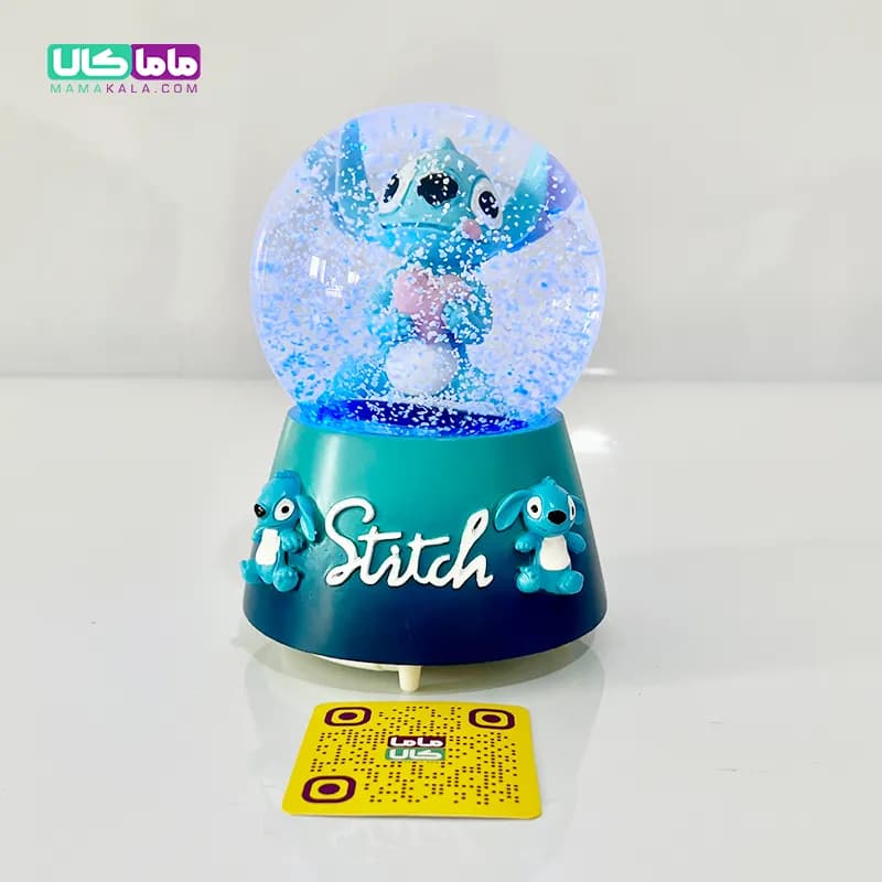 گوی شیشه ای موزیکال چراغدار بزرگ استیج آبی + برف شادی — تصویر ۳