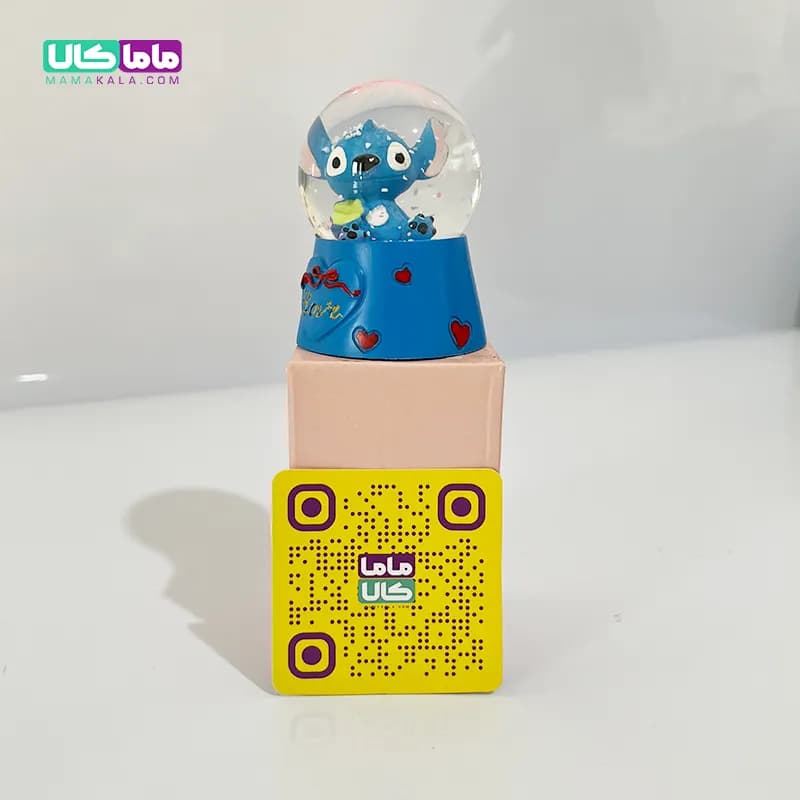 گوی شیشه ای چراغدار کوچک استیج آبی + برف شادی — تصویر ۳