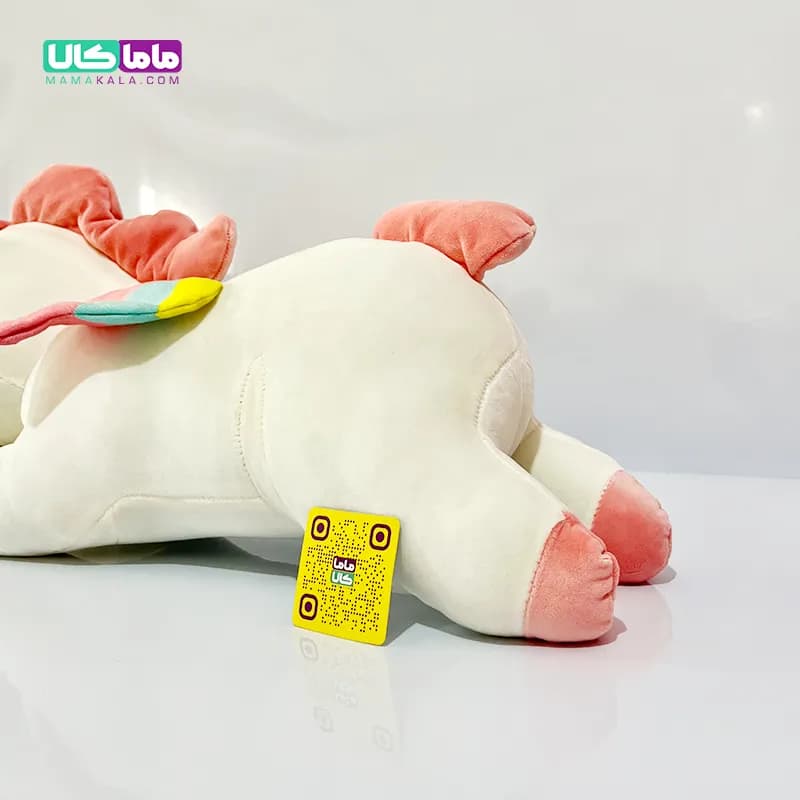 عروسک اسب یونیکورن خوابیده بالشتی سفید 60 سانتیمتر — تصویر ۳