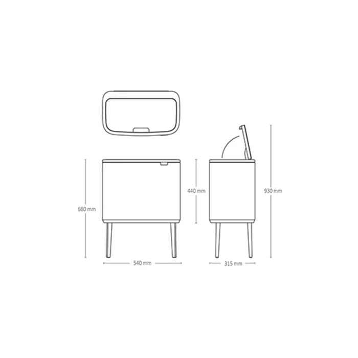 سطل زباله 11+23 لیتر سفید برابانتیا | Brabantia BO TOUCH BIN — تصویر ۷