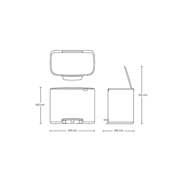 سطل زباله 11+23 لیتر سفید برابانتیا | Brabantia BO PEDAL BIN — تصویر ۷