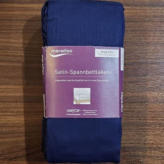 ملحفه کشدار تشک دونفره ساتن پنبه هتلی کینگ سایز برند مرادیسو آلمانی سرمه ای 2-308889 Meradiso — تصویر ۲