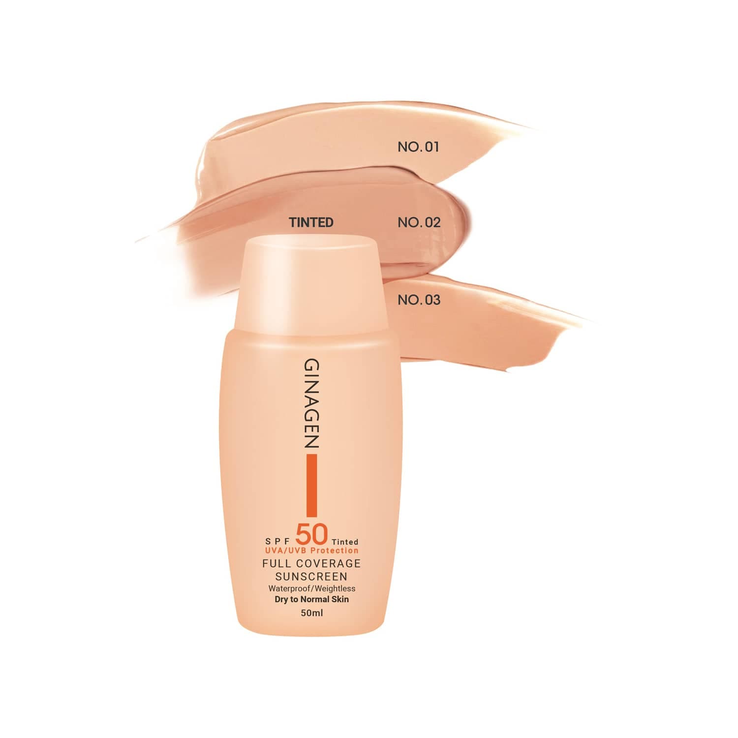 کرم ضدآفتاب رنگی پوست خشک ژیناژن SPF50 رنگ روشن1 (50 میل)