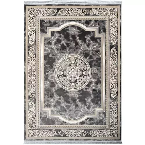 فرش طرح ماردین زغالی 1500 شانه گل برجسته