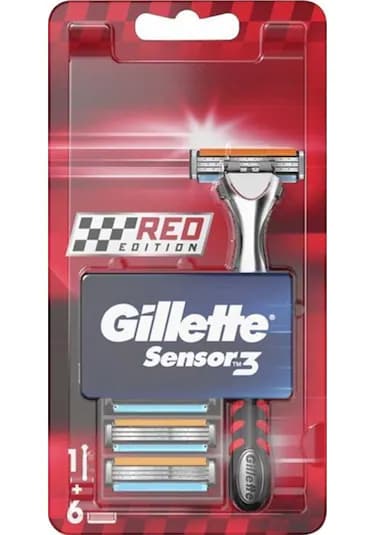خودتراش ژیلت مردانه Sensor3 مدل Red Edition به همراه ۶ تیغه یدک