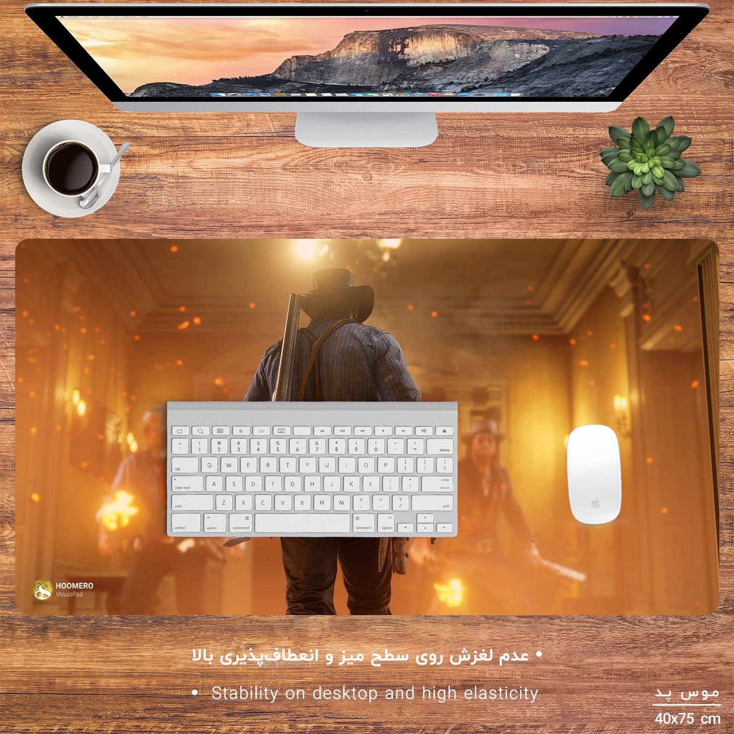 دسک پد هومرو طرح Red Dead Redemption مدل MX2111 سایز 40×75 سانتی‌متر — تصویر ۲