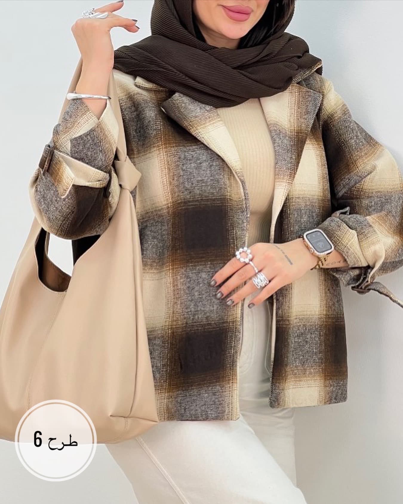 پالتو چهارخونه زنانه کد ۱۶۵۰ — تصویر ۸