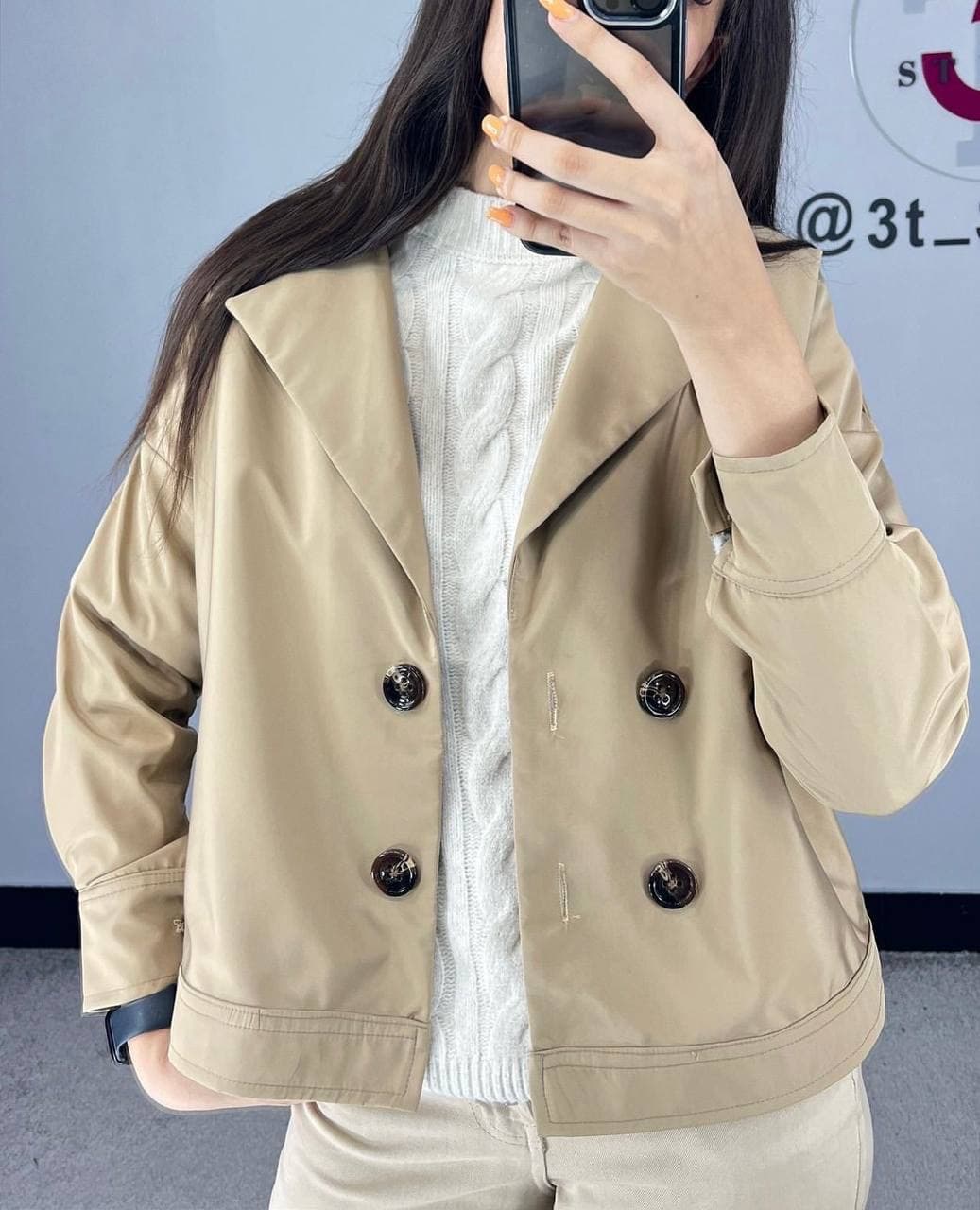 ترنچ کت بارونی پاییزه زنانه کد ۱۶۳۵ — تصویر ۲
