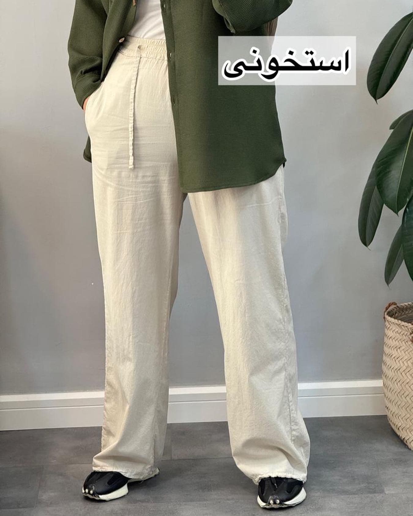 شلوار نیم بگ لنین زنانه کد ۱۵۹۸ — تصویر ۳