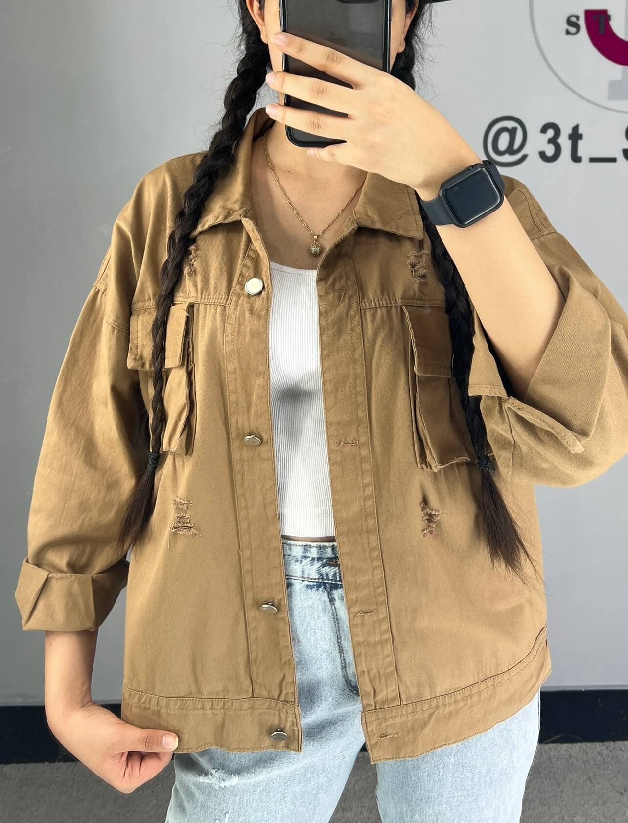 مانتو کتی کوتاه کتان جیب پاکتی مدل ساحل کد ۱۵۴۶ — تصویر ۵