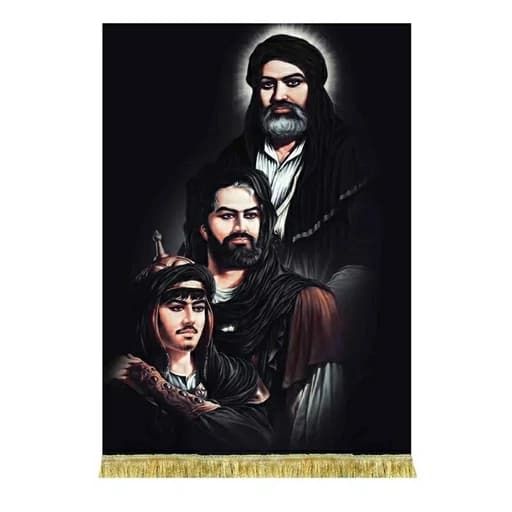 کتیبه مخمل تمثال امام علی امام حسین و حضرت علی اکبر(ع)