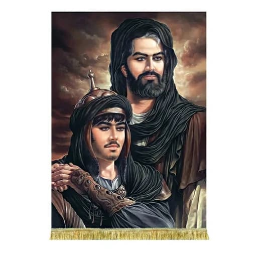 کتیبه مخمل تمثال امام حسین و حضرت علی اکبر(ع)
