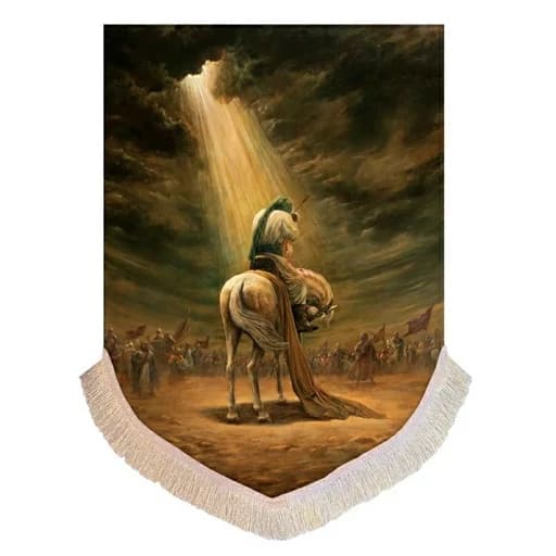 کتیبه مخمل عمودی نقاشی شهادت حضرت علی اصغر