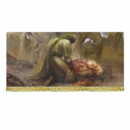 کتیبه مخمل نقاشی حبیب بن مظاهر و امام حسین(ع)