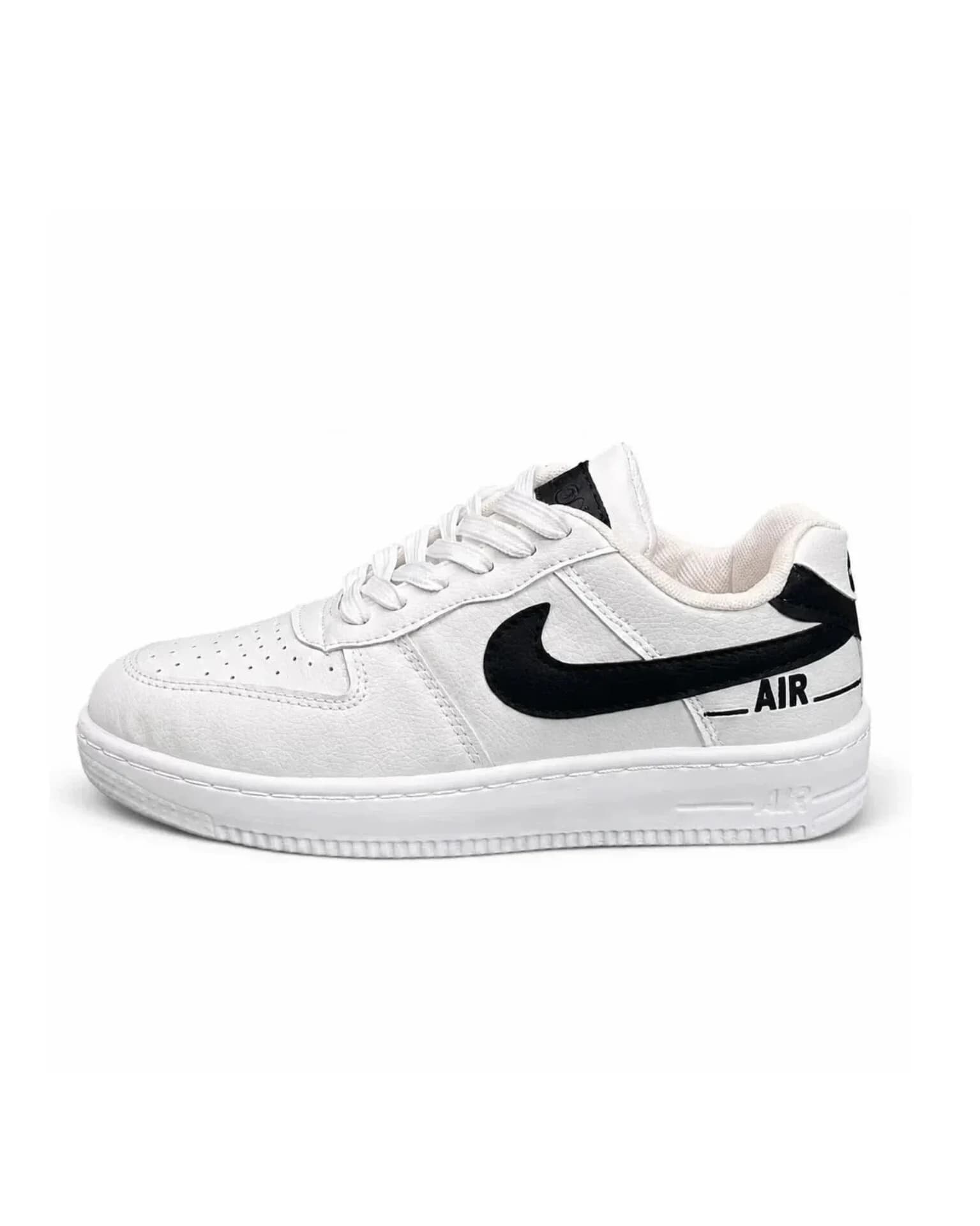 کفش کتانی مردانه زنانه و بزرگ پا مدل ایرفورس مشکی سفید Nike Air Force — تصویر ۱۲