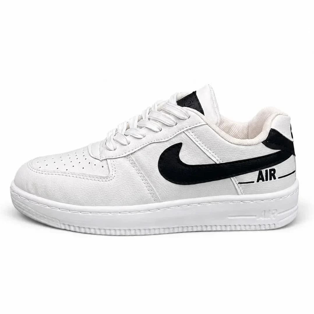 کفش کتانی مردانه زنانه و بزرگ پا مدل ایرفورس مشکی سفید Nike Air Force — تصویر ۶