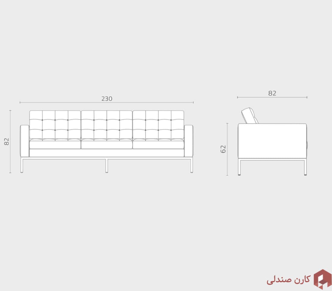 مبل سه نفره اروند مدل فلورانس 4034M ( پایه فلزی ) — تصویر ۷